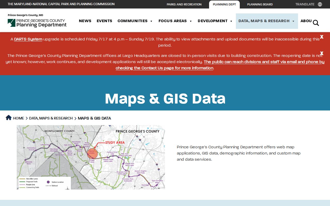 Fort Washington people search using the Prince George's County GIS gateway