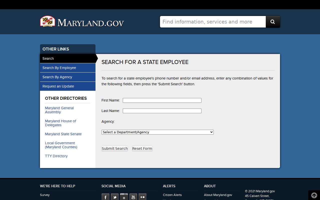Fort Washington people directories Maryland state employee phone search