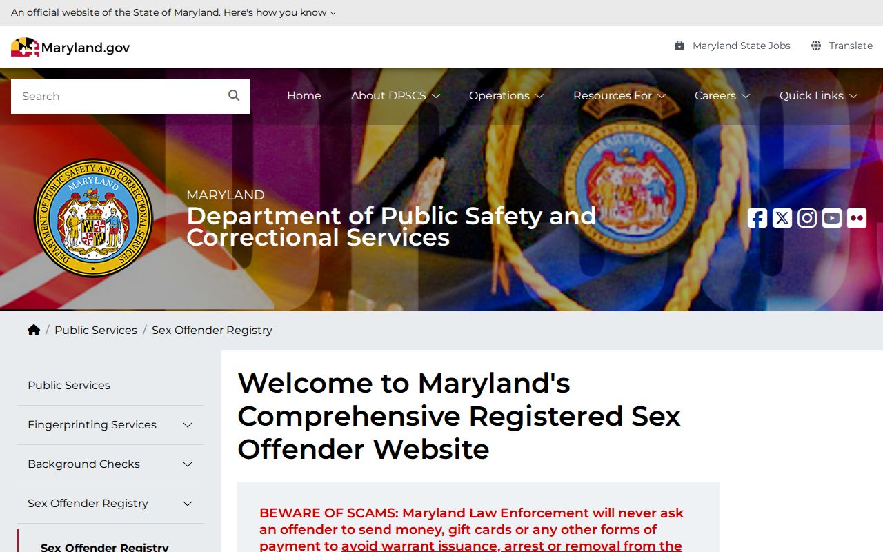 Fort Washington public records registry name and area search interface